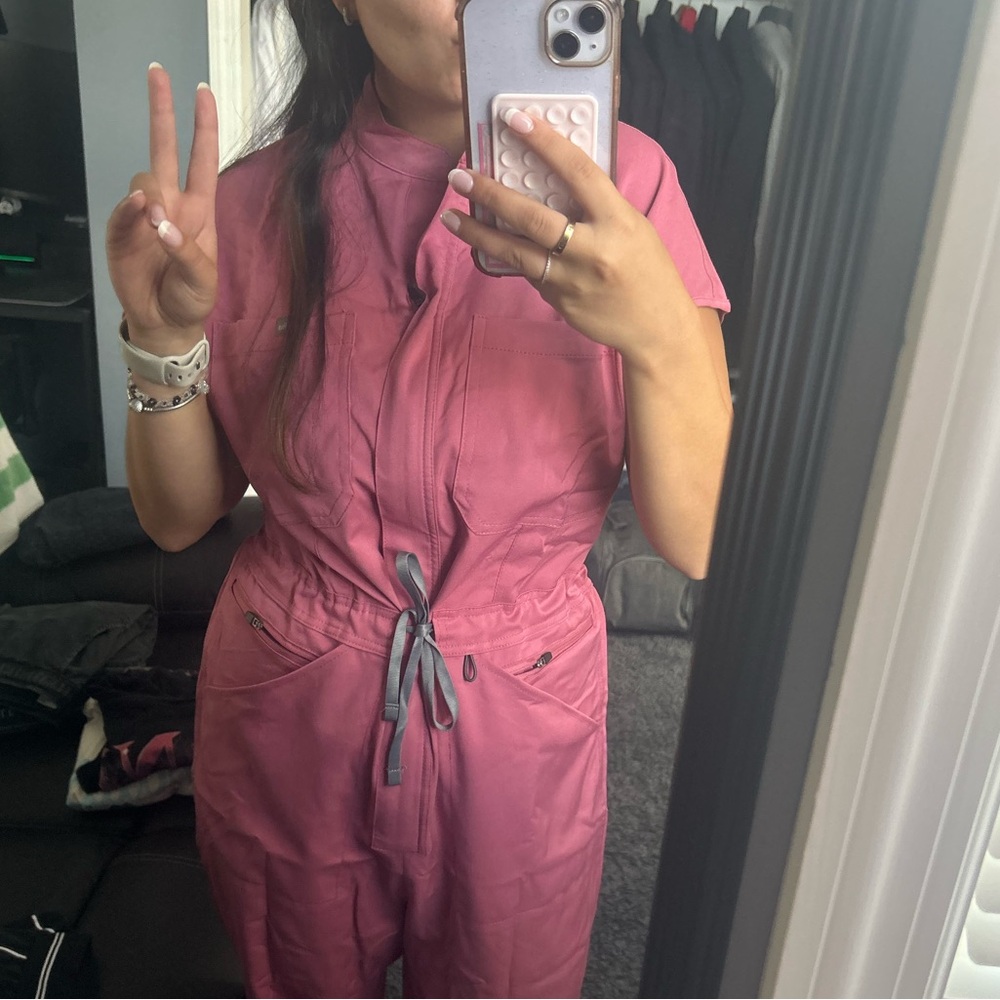 Cherokee Mauve Jumpsuit with Gray Accents